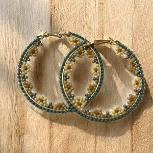 Handcrafted Beaded Hoop Earrings – 50 mm
